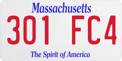 MA license plate 301FC4