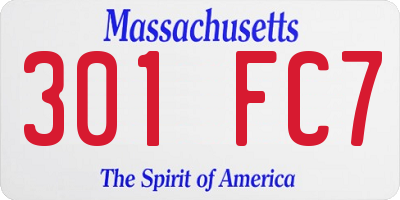 MA license plate 301FC7
