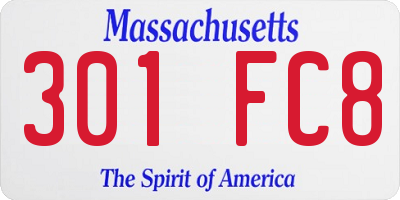 MA license plate 301FC8
