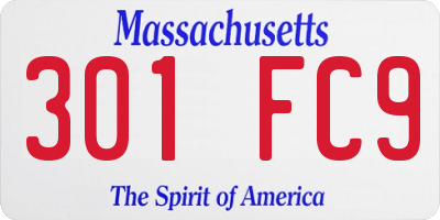 MA license plate 301FC9