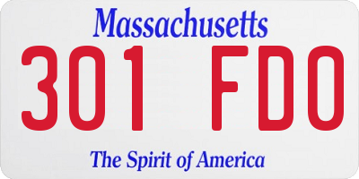 MA license plate 301FD0