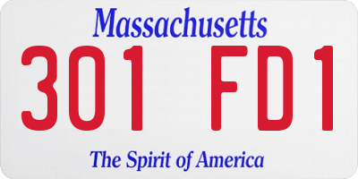 MA license plate 301FD1
