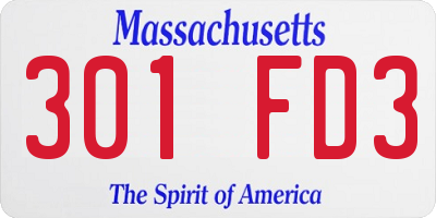 MA license plate 301FD3