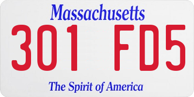 MA license plate 301FD5