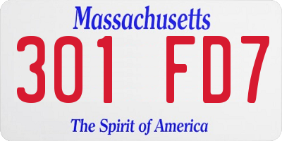MA license plate 301FD7