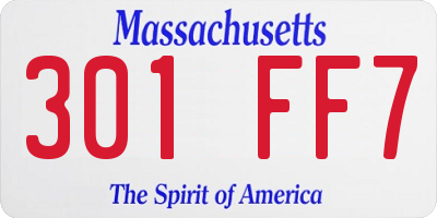 MA license plate 301FF7