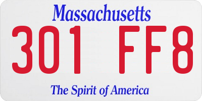 MA license plate 301FF8