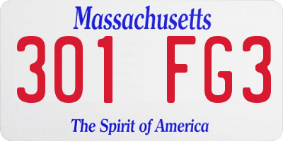 MA license plate 301FG3