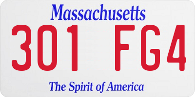 MA license plate 301FG4