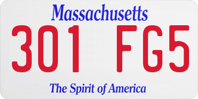 MA license plate 301FG5