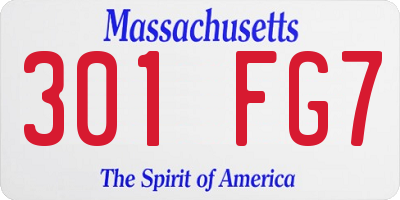 MA license plate 301FG7
