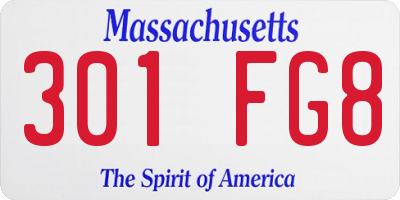 MA license plate 301FG8