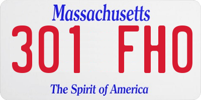 MA license plate 301FH0