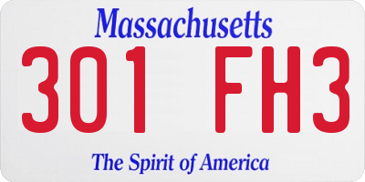 MA license plate 301FH3