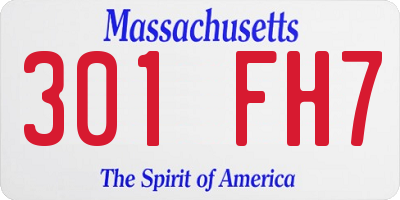 MA license plate 301FH7