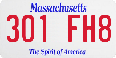 MA license plate 301FH8