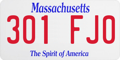 MA license plate 301FJ0