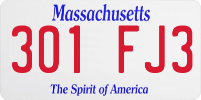 MA license plate 301FJ3