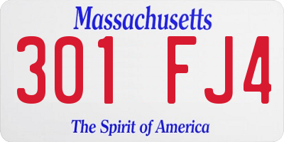 MA license plate 301FJ4