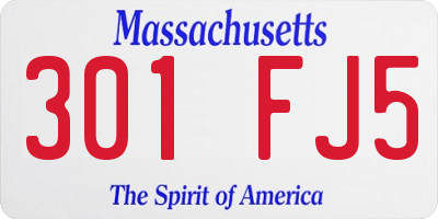 MA license plate 301FJ5