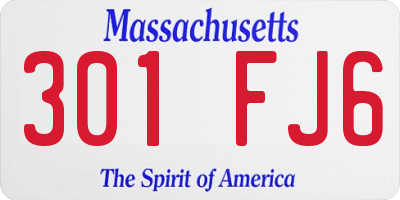 MA license plate 301FJ6