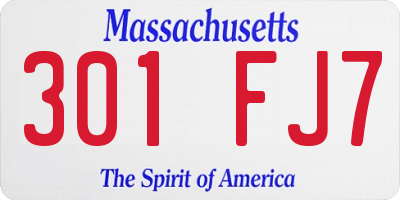 MA license plate 301FJ7