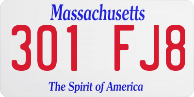 MA license plate 301FJ8