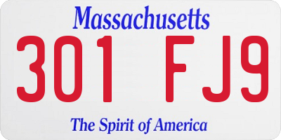 MA license plate 301FJ9