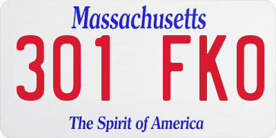 MA license plate 301FK0