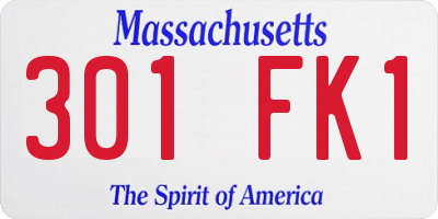 MA license plate 301FK1