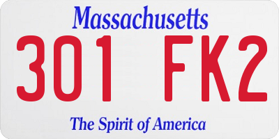 MA license plate 301FK2