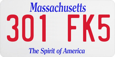 MA license plate 301FK5
