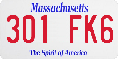 MA license plate 301FK6