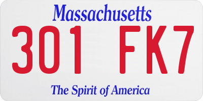 MA license plate 301FK7