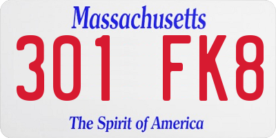 MA license plate 301FK8