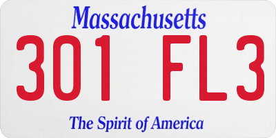 MA license plate 301FL3