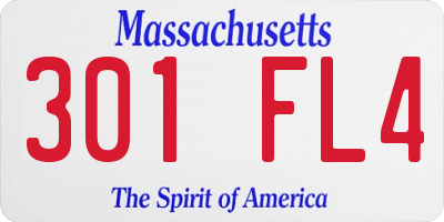 MA license plate 301FL4