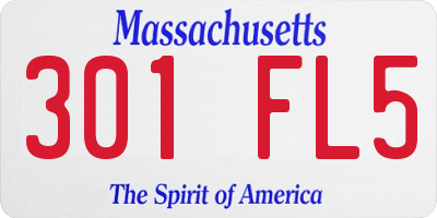 MA license plate 301FL5
