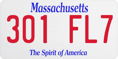 MA license plate 301FL7