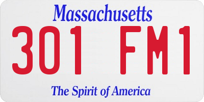MA license plate 301FM1