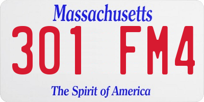MA license plate 301FM4