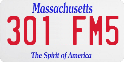 MA license plate 301FM5