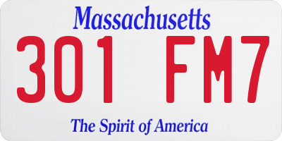 MA license plate 301FM7