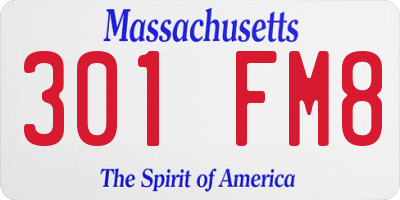 MA license plate 301FM8