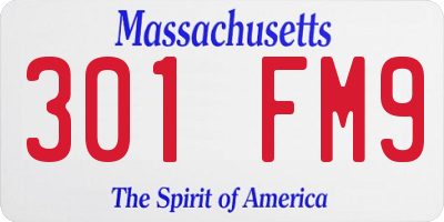 MA license plate 301FM9