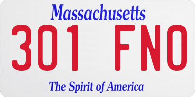 MA license plate 301FN0