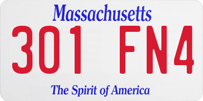 MA license plate 301FN4