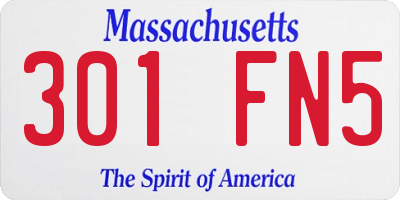 MA license plate 301FN5
