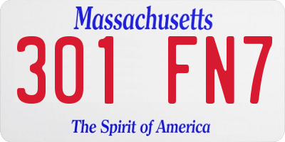 MA license plate 301FN7