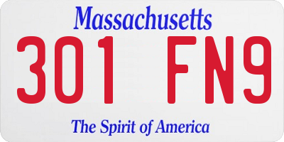 MA license plate 301FN9